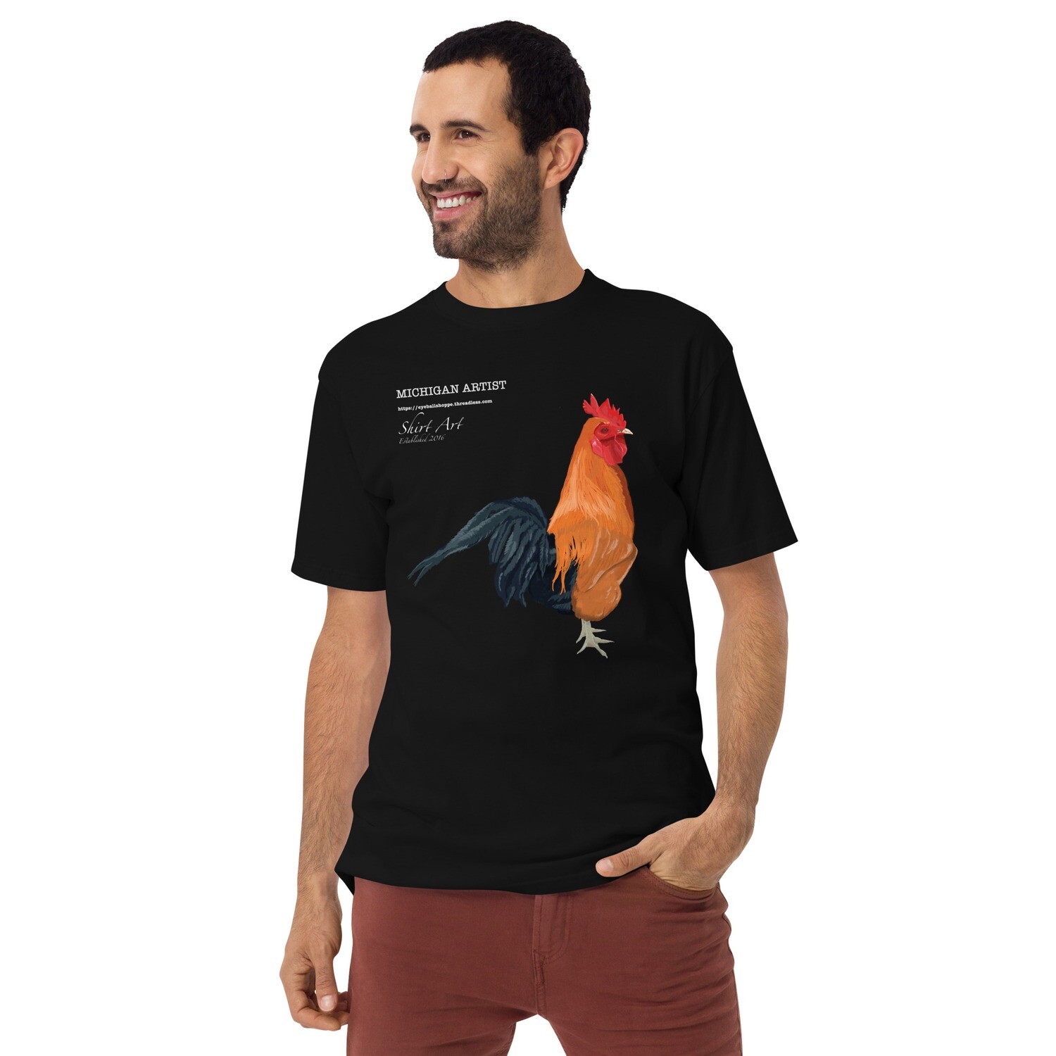 Rooster with Logo - Men’s premium heavyweight tee