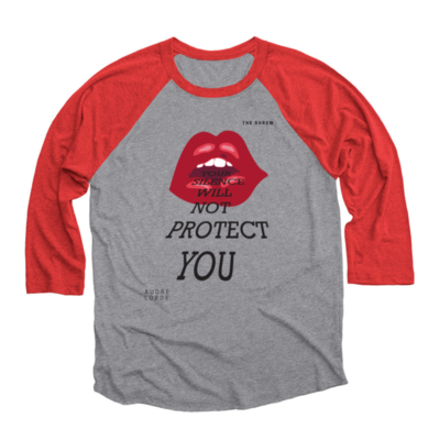 Red and Premium Heather #SpeakOut Campaign 3/4 Baseball Tee