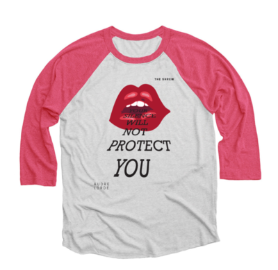 Pink and Heather White #SpeakOut Campaign 3/4 Baseball Tee