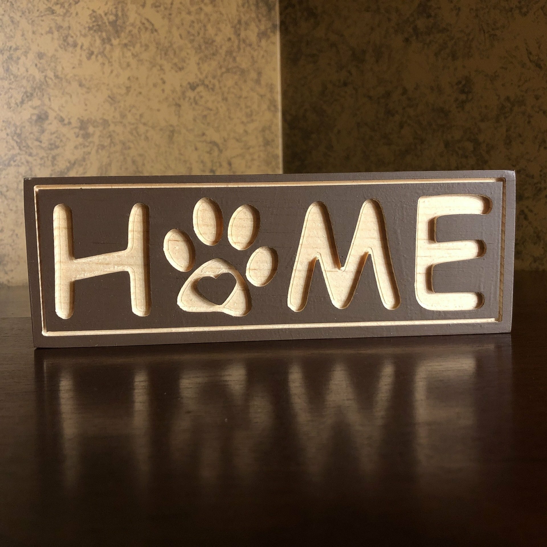 Carved Home Paw Wooden Sign