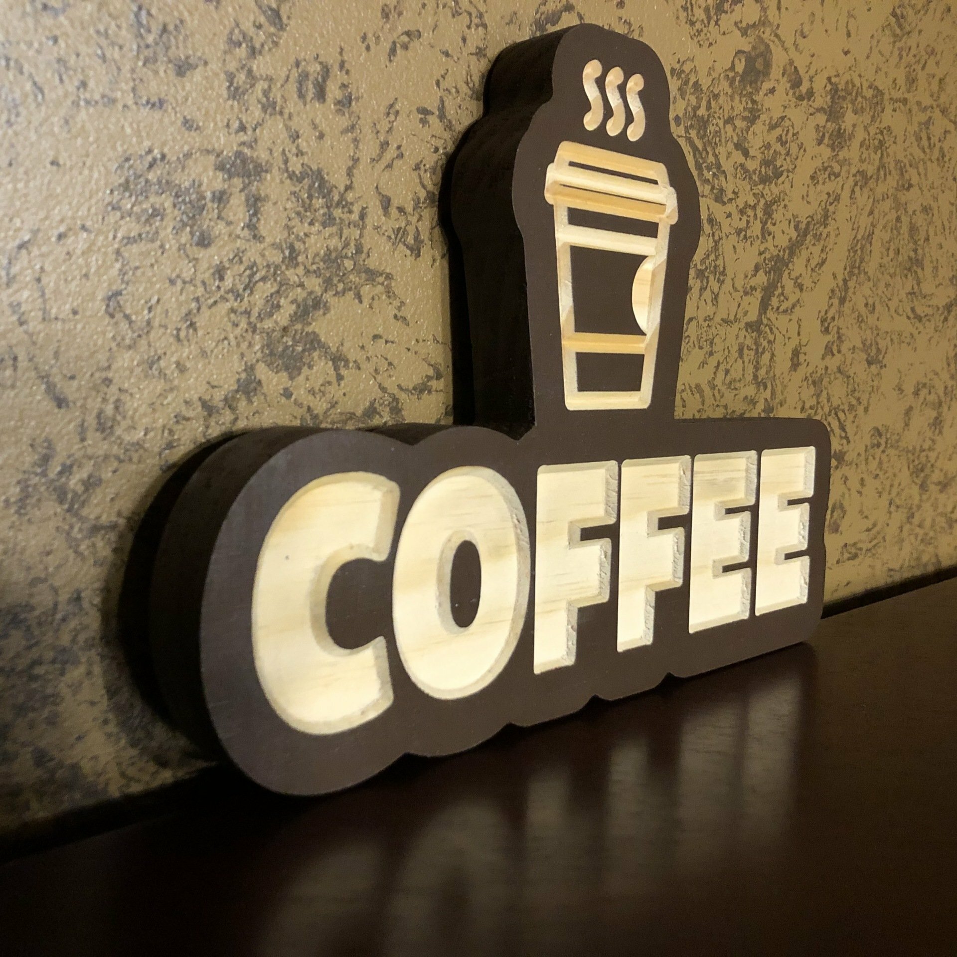 Carved Coffee Wooden Sign