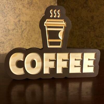 Carved Coffee Wooden Sign