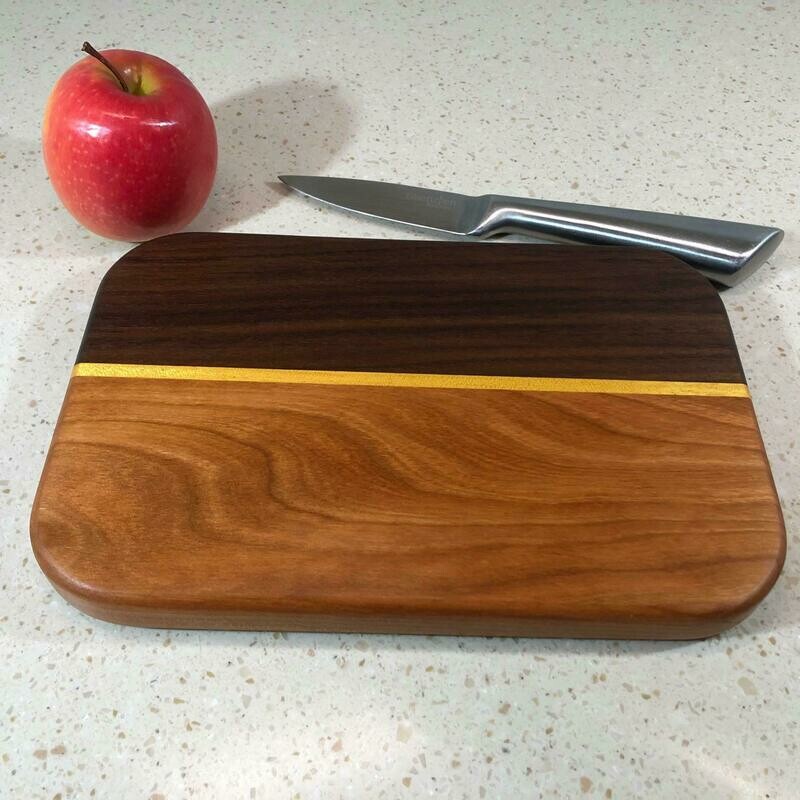 Yellow Heartwood, Walnut & Cherry Cutting Board - 9" x 6" x 3/4"