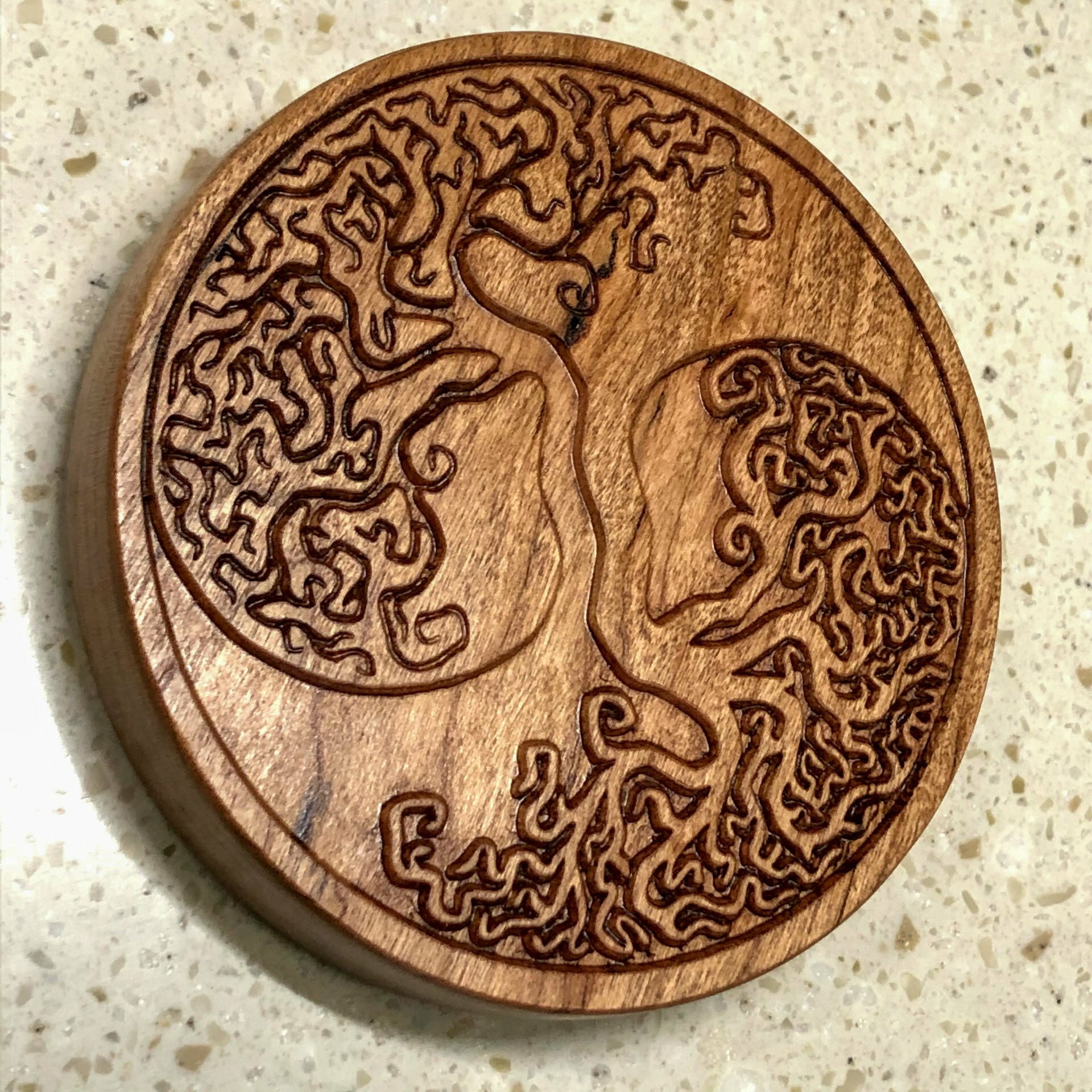 Carved Celtic Tree Hardwood Coaster