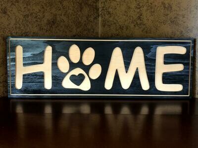 Carved Home Paw Wooden Sign