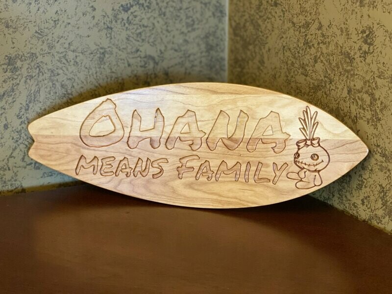 Ohana Means Family Hardwood Carved Sign