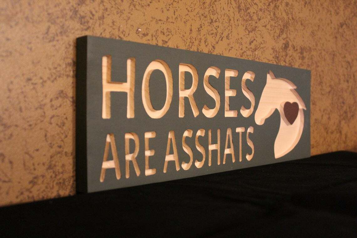 Horses are Asshats Wooden Sign