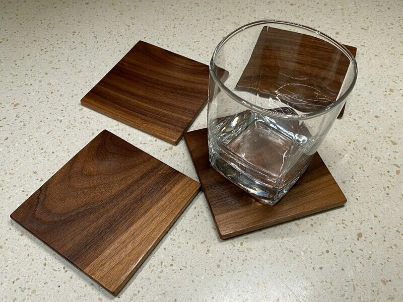 Black Walnut Wood Coasters - Set of 4