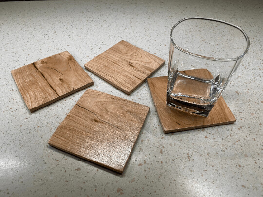 Cherry Wood Coasters - Set of 4