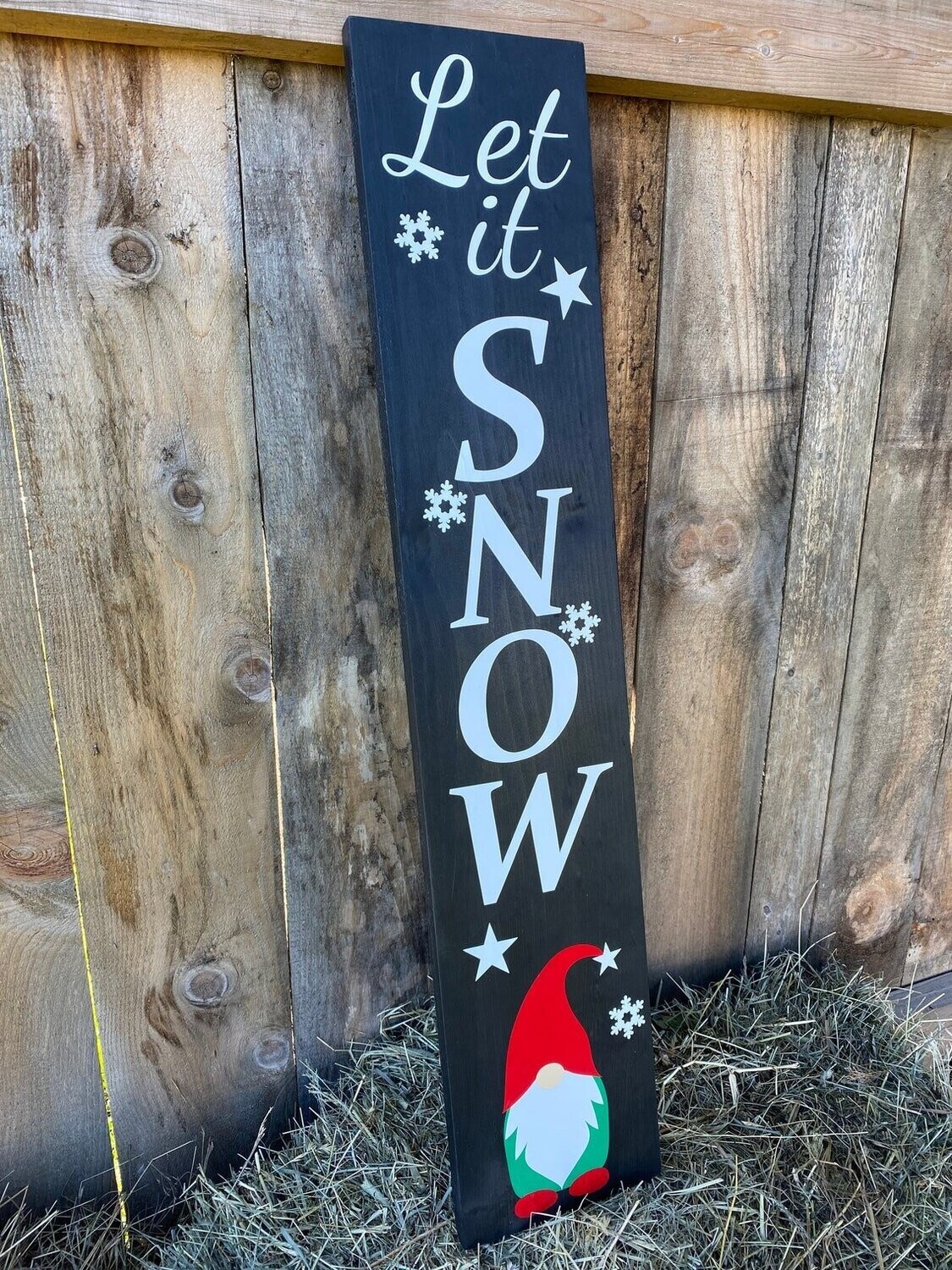 Let it SNOW Gnome Porch Sign. 3 Foot Tall Wooden Christmas/Winter Porch Sign. Handmade in Vermont.