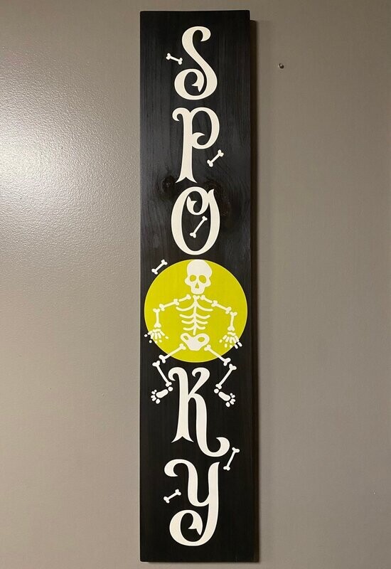 Spooky Skeleton Halloween Sign. 3 Foot Tall Wooden Halloween Porch Sign. Handmade in Vermont
