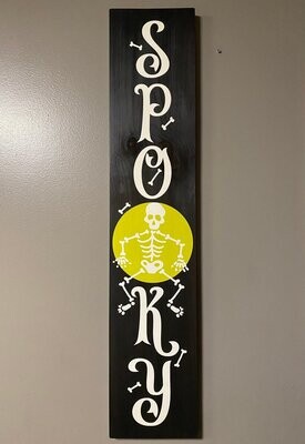 Spooky Skeleton Halloween Sign. 3 Foot Tall Wooden Halloween Porch Sign. Handmade in Vermont