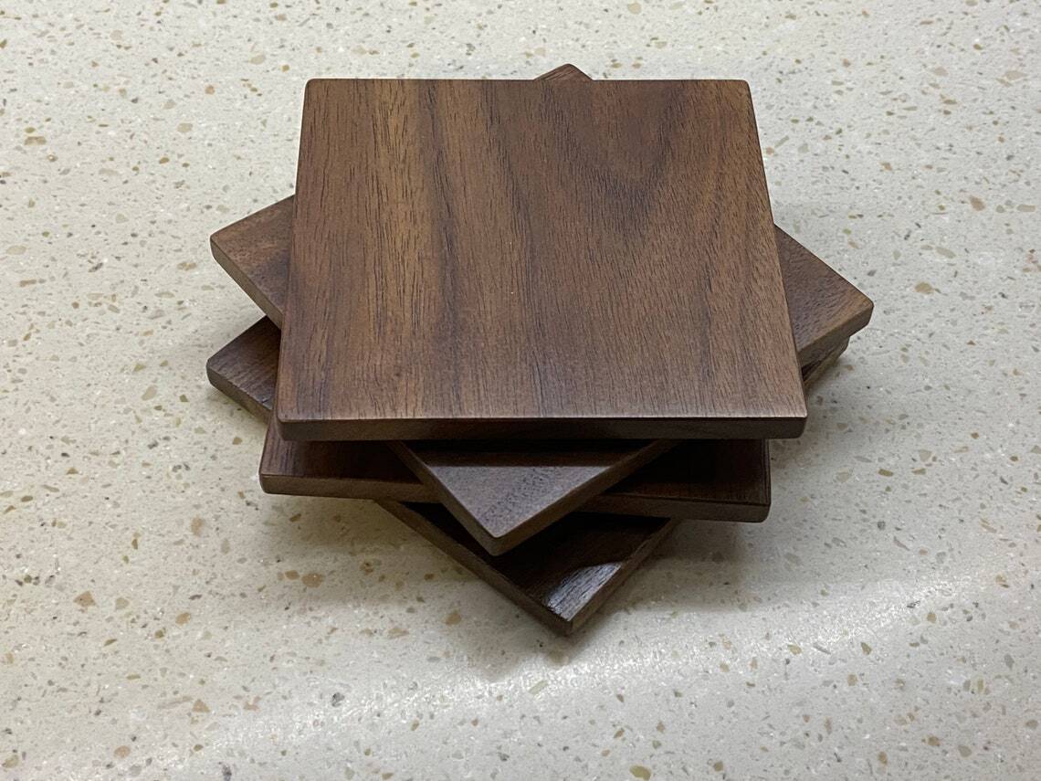 Black Walnut Wood Coasters - Set of 4