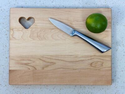 Maple Hardwood Cutting Board with Heart Shaped Cutout - 9" x 12" x 3/4"