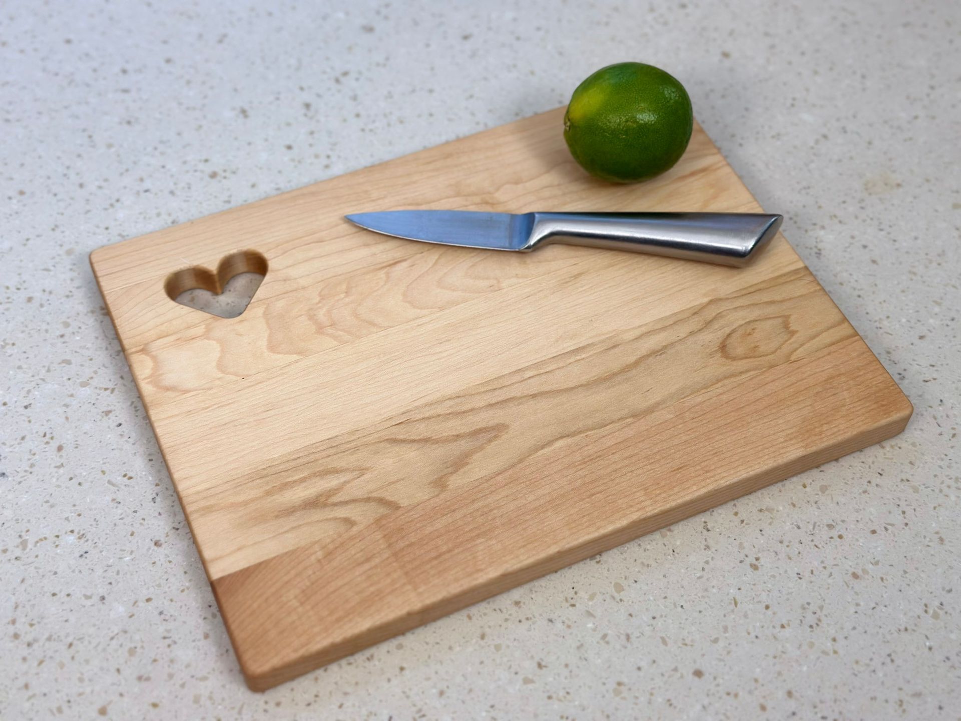 Maple Hardwood Cutting Board with Heart Shaped Cutout - 9