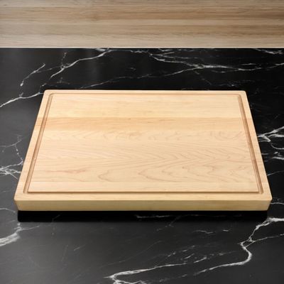 12" x 18" x 1.25” Maple Wood Cutting Board with Juice Groove and Handle Cutout
