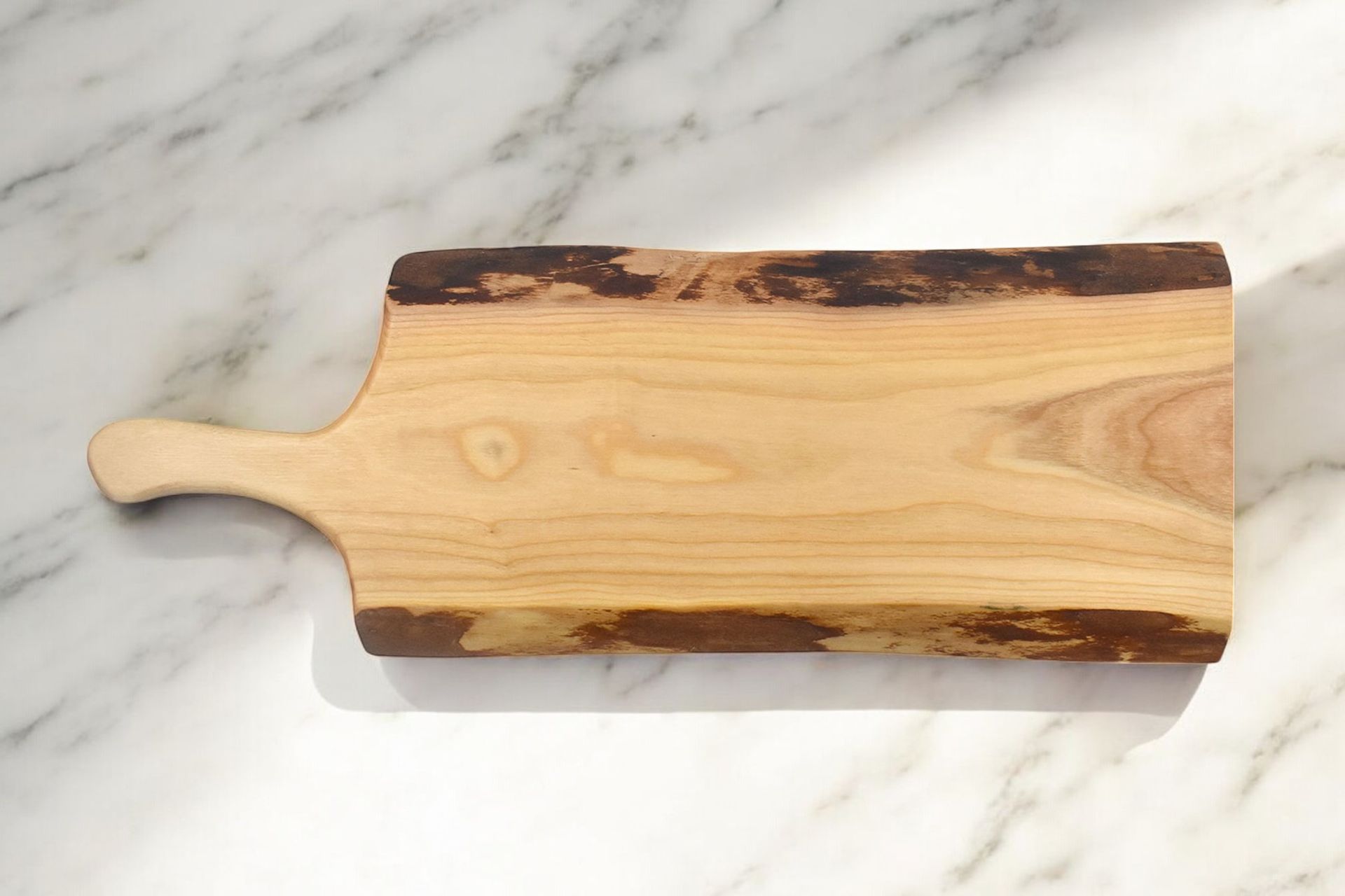 Live Edge Cherry Wood Charcuterie Board with Handle