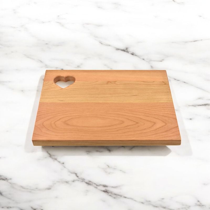 Cherry Hardwood Cutting Board with Heart Shaped Cutout - 9" x 12" x 3/4"