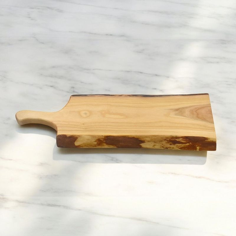 Live Edge Cherry Wood Charcuterie Board with Handle