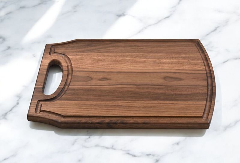 16" x 10 1/2" x 3/4" Black Walnut Cutting Board with Handle & Juice Groove