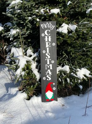 Merry Christmas Gnome Porch Sign. 3 Foot Tall Wooden Christmas/Winter Porch Sign. Merry Christmas Gnome Porch Sign. 3 Foot Tall Wooden Christmas/Winter Porch Sign.