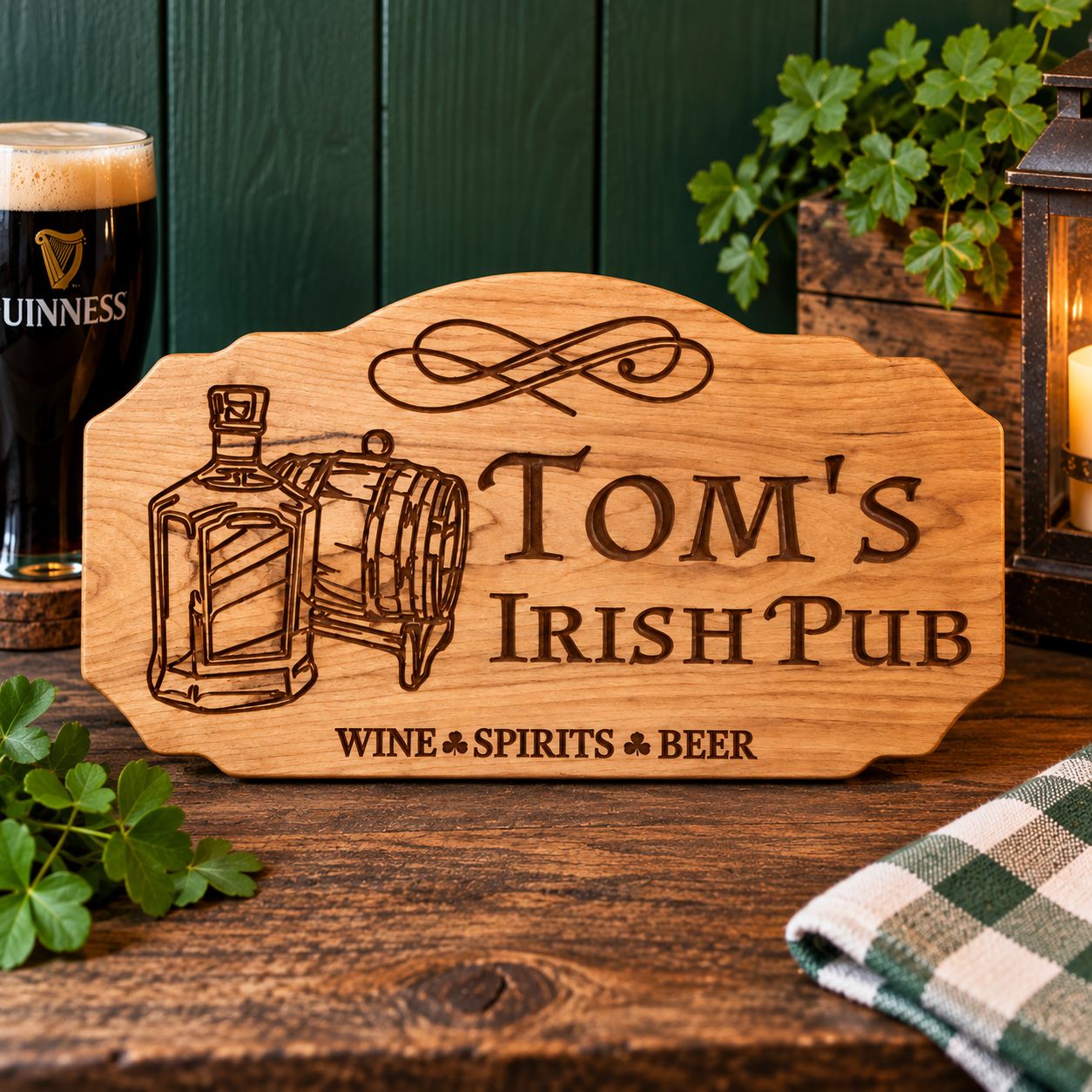 Personalized Irish Pub Hardwood Sign