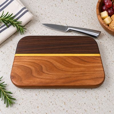 Yellow Heartwood, Walnut & Cherry Cutting Board - 9 Yellow Heartwood, Walnut & Cherry Cutting Board - 9" x 6" x 3/4"
