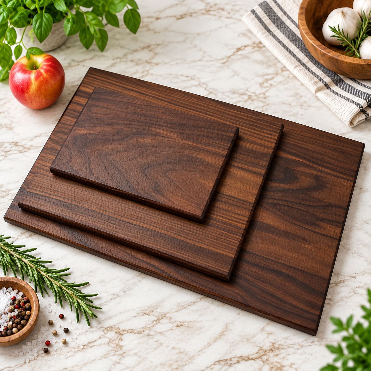 Black Walnut Wood Cutting Board Set