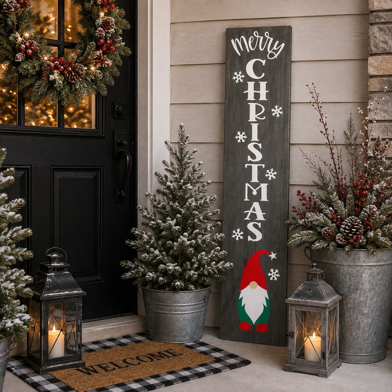 Merry Christmas Gnome Porch Sign. 3 Foot Tall Wooden Christmas/Winter Porch Sign.