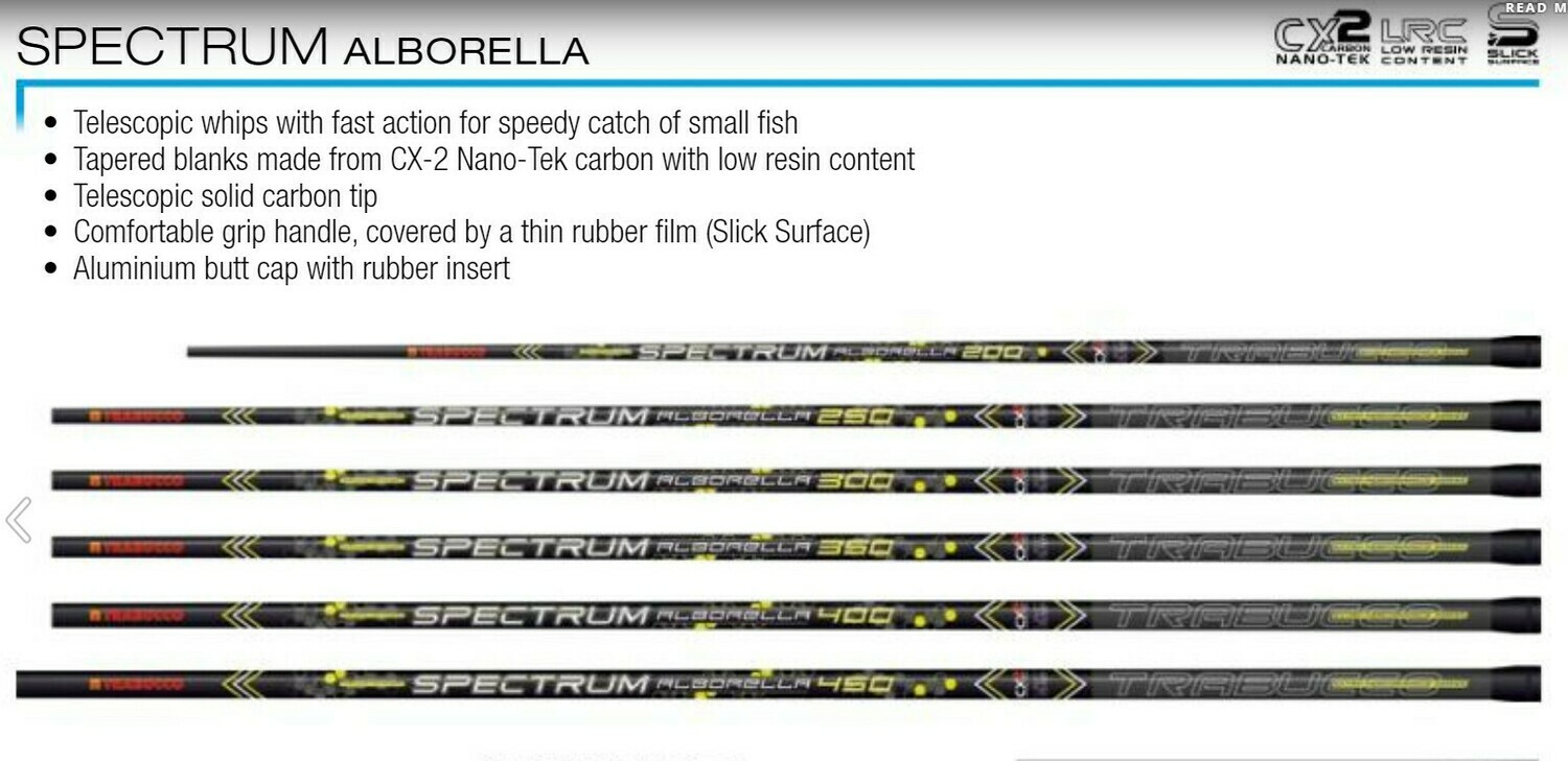 Spectrum Alborella Whips  New 2020  Lightest on the market  available individually   last in stock