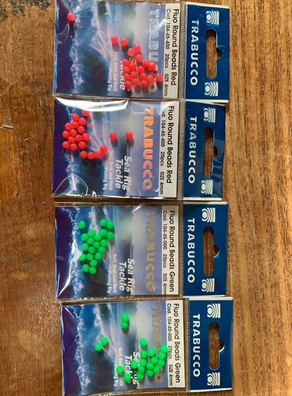 Fishing beads 2 red 2 green packs 4 mm 20 per pack
