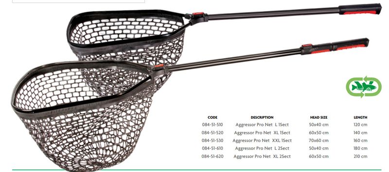 Rapture Aggressor net pro  large 2 section 1.8 m 50 x 40 net size PIKE/SALMON
