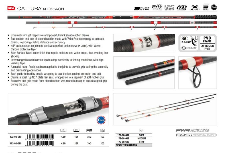 Cattura NT Beach 4,5 and 4.8m 100g  3 carbon tips