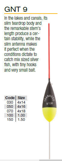 Pole float GNT 9  4 x10  black/yellow .  red or yellow tips