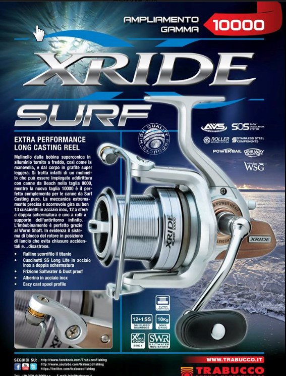 Trabucco X RIDE   Surf  beach  casting reel with long tapered spool  6500 size   built to last