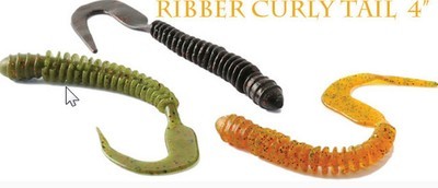 Ribbed curly tail 4 inch   10 per pack