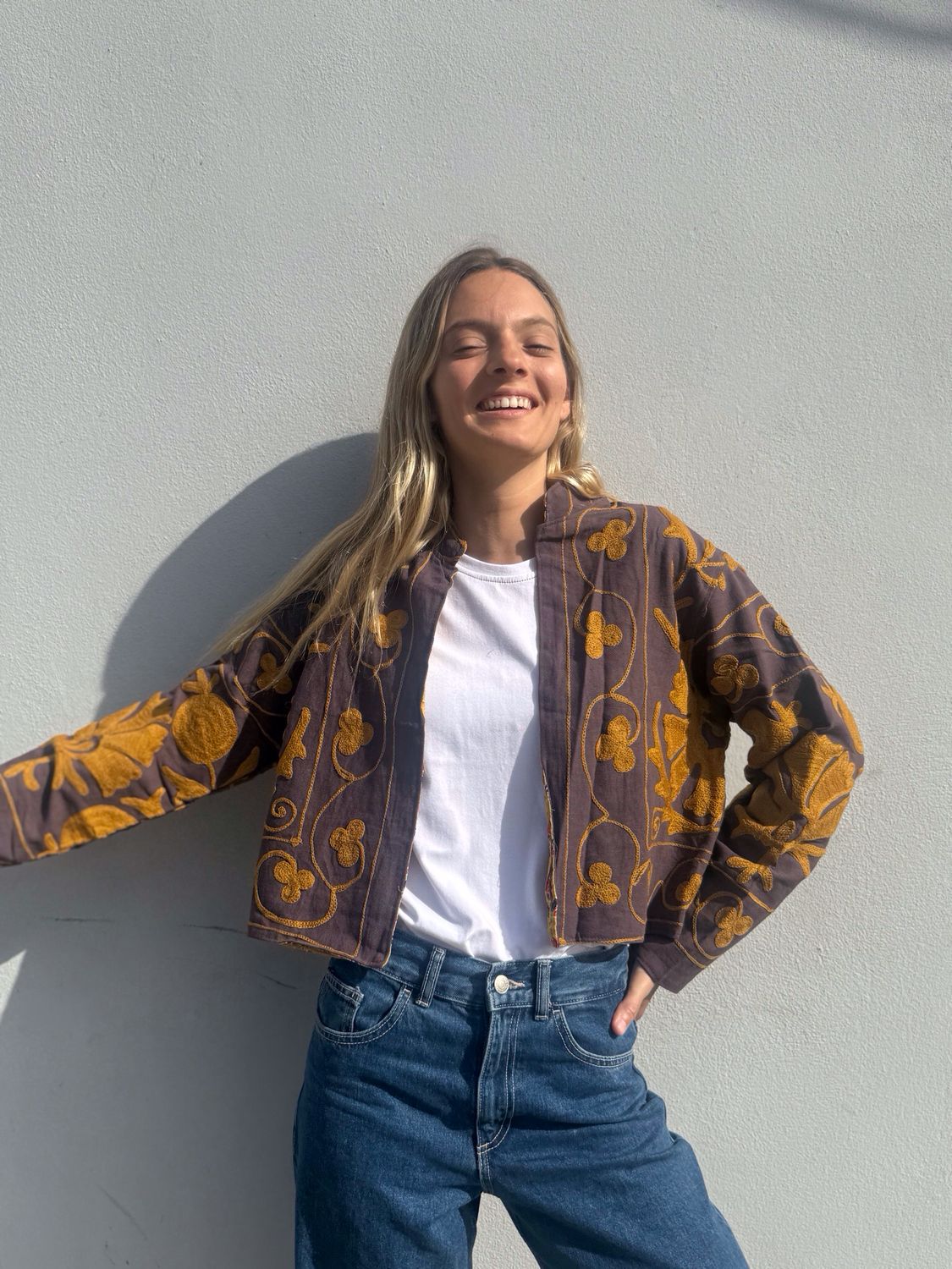 CHAQUETA BORDADA REVERSIBLE