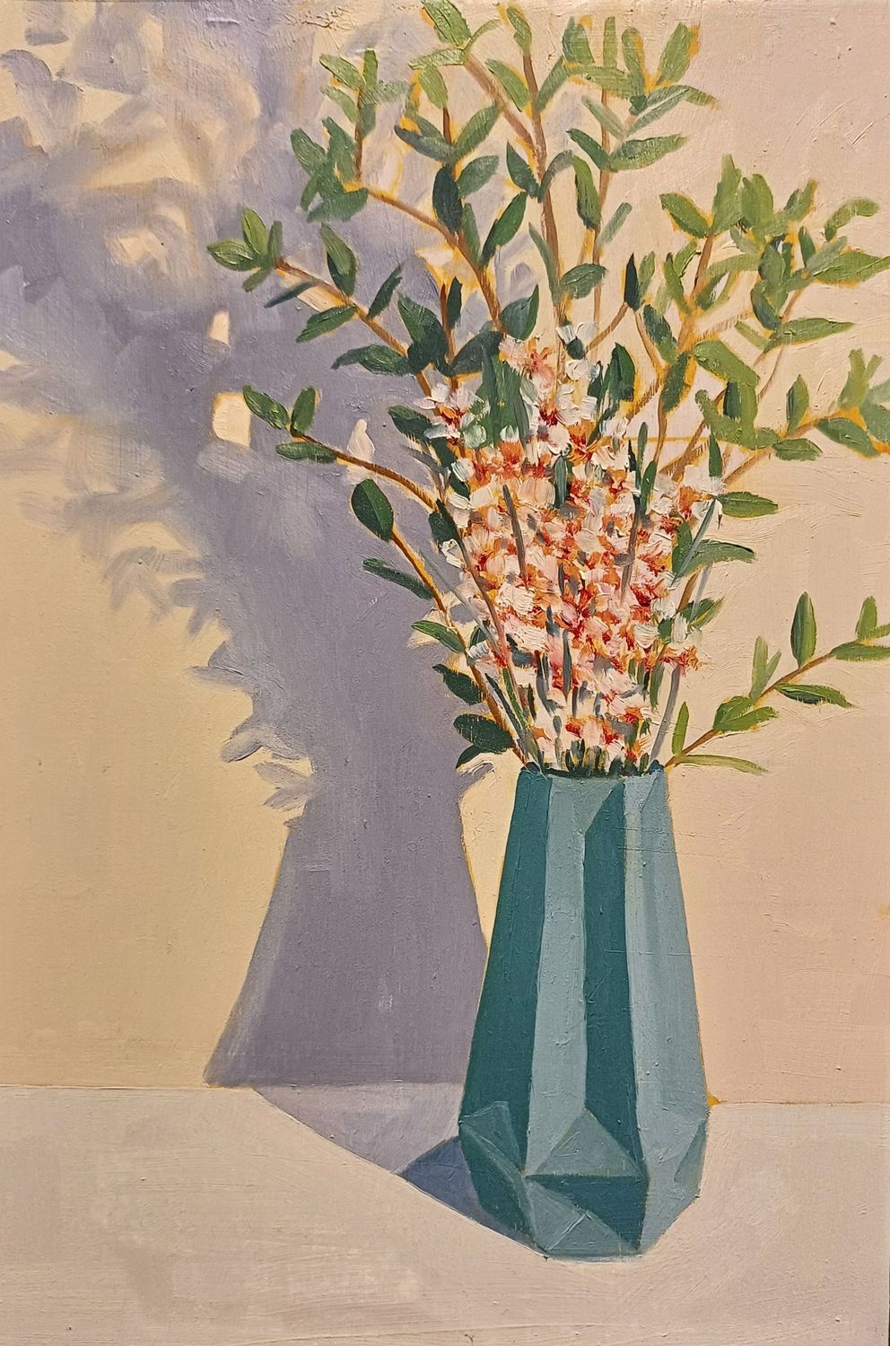 Flowers in a Geometric Vase