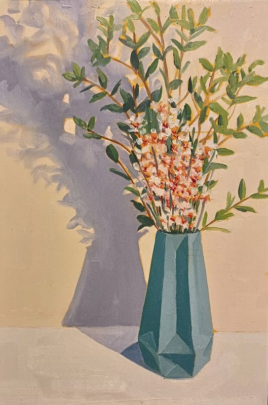 Flowers in a Geometric Vase