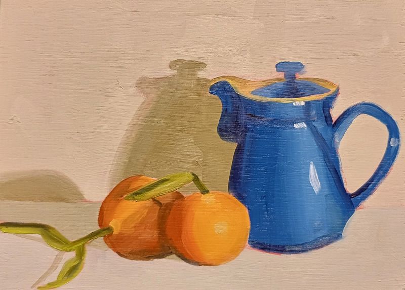 Clementines and Blue Jug