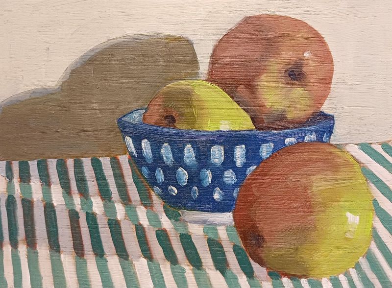 Apples in a Blue Bowl