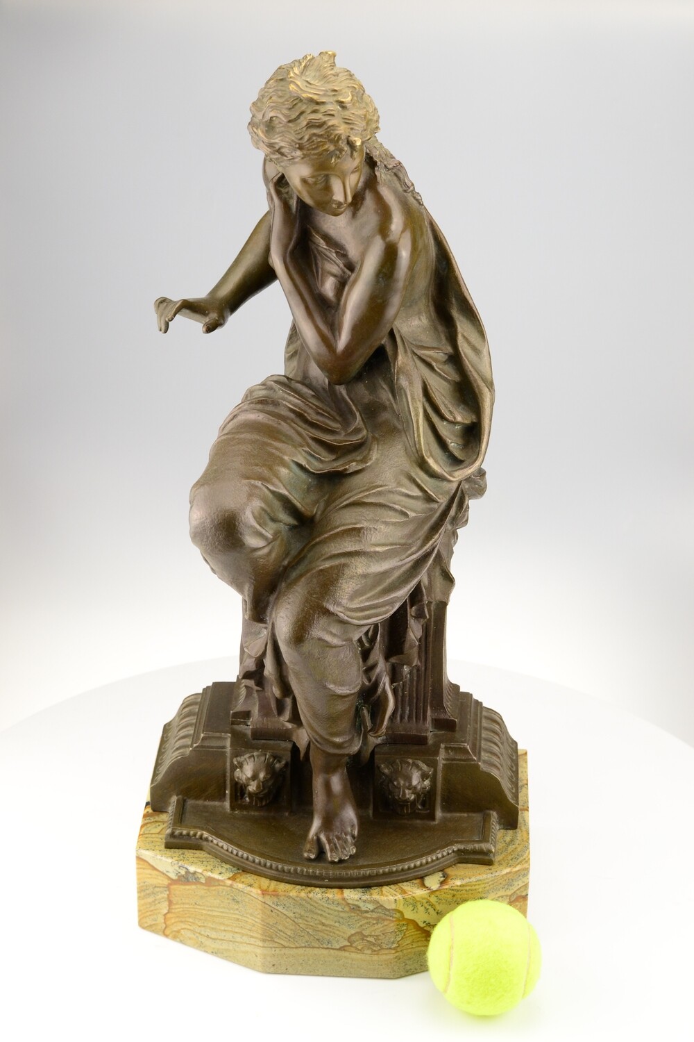 Antique Classical Bronze Seated Lady by H. Dumage