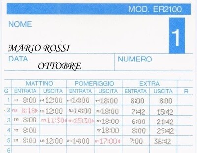 Schede per timbra cartellini