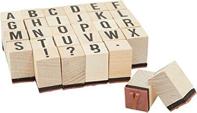 Set di timbri in legno numerici e alfabetici