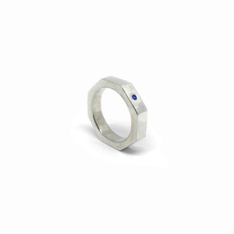 Anello Octagonal Zaffiro