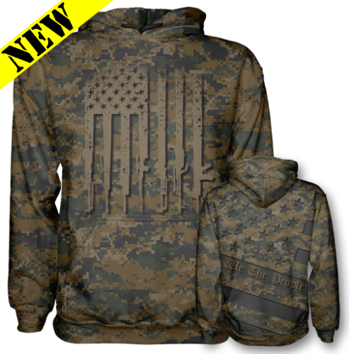 woodland camo flag hoodie