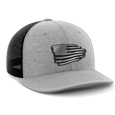 Hat - Black Leather Patch: Tattered Flag