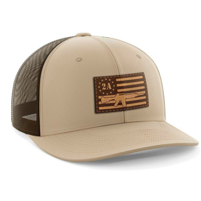 Hat - Leather Patch: AR15 American Flag