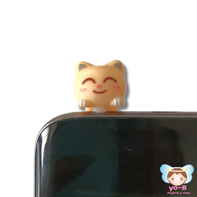 Adorno para celular gatito colgado BEIGE