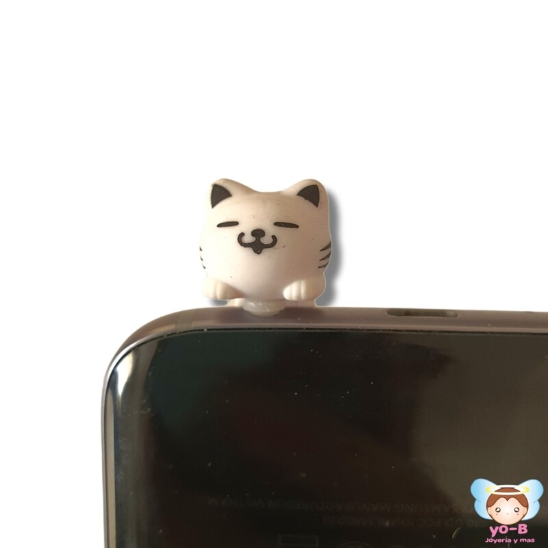 Adorno para celular  gatito colgado BLANCO